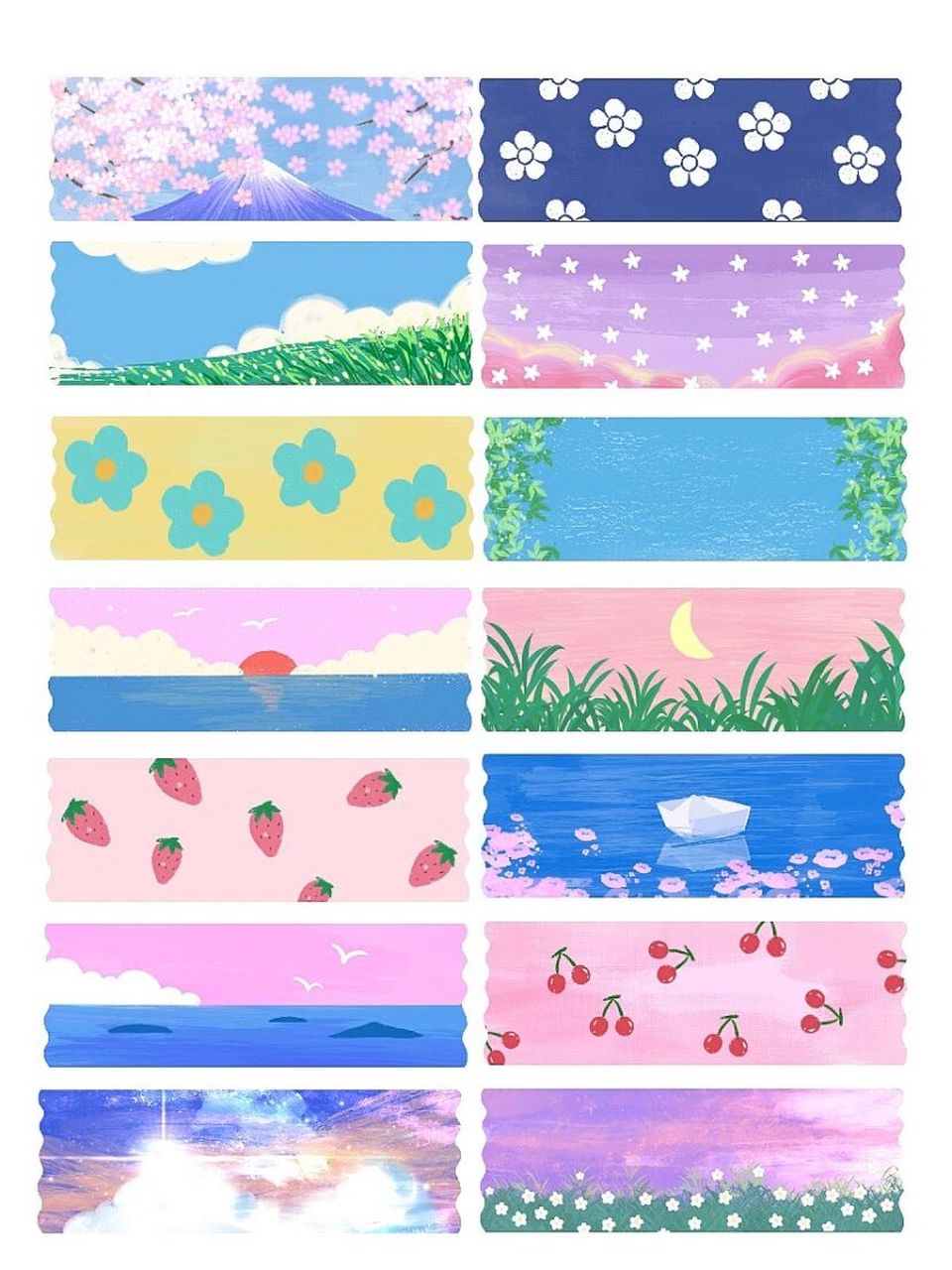 小清新电子手帐胶带可打印素材7015 沉浸在手帐胶带中无法自拔 这