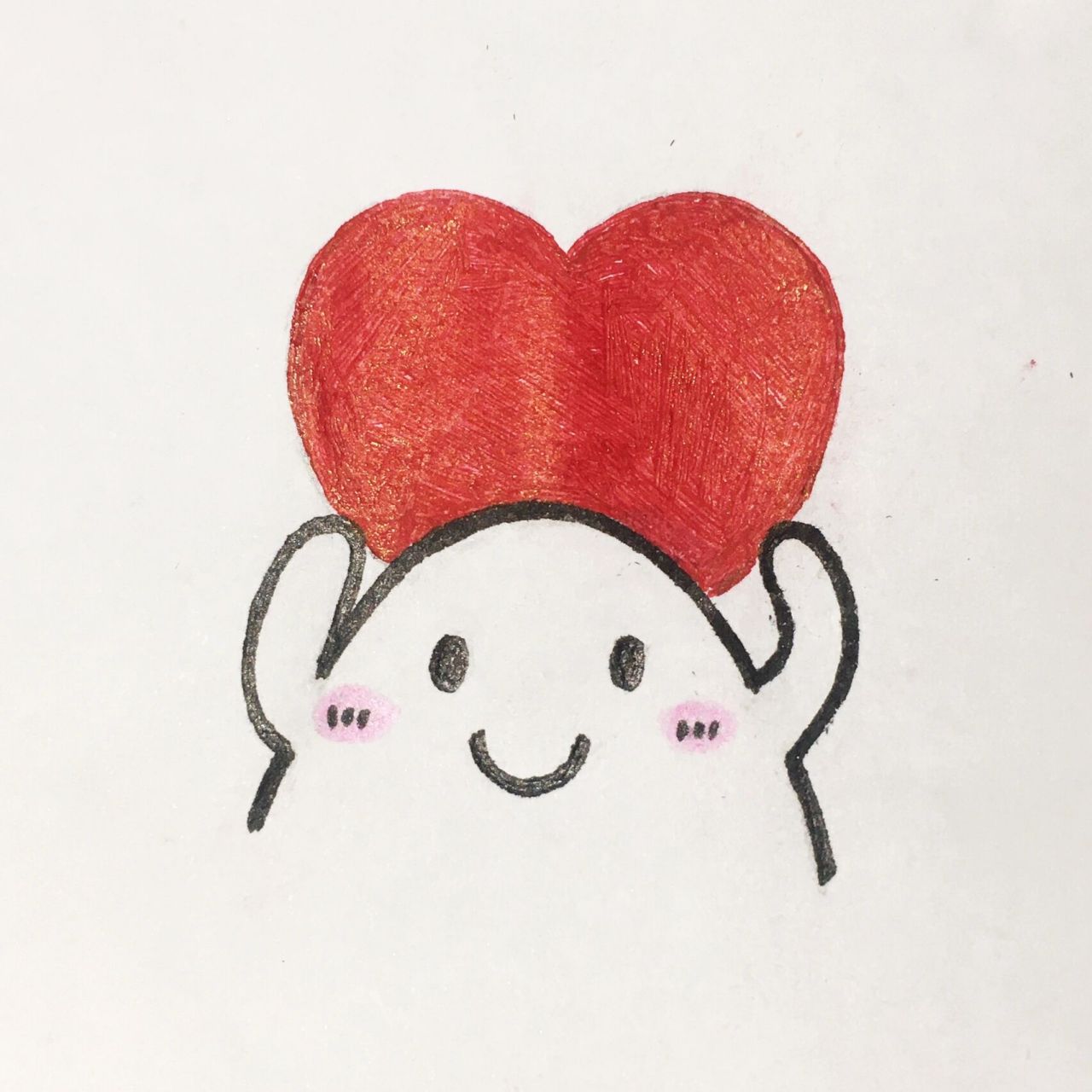 手残党学简笔画附教程99举爱心的小人 手残党每天学简笔画附教程