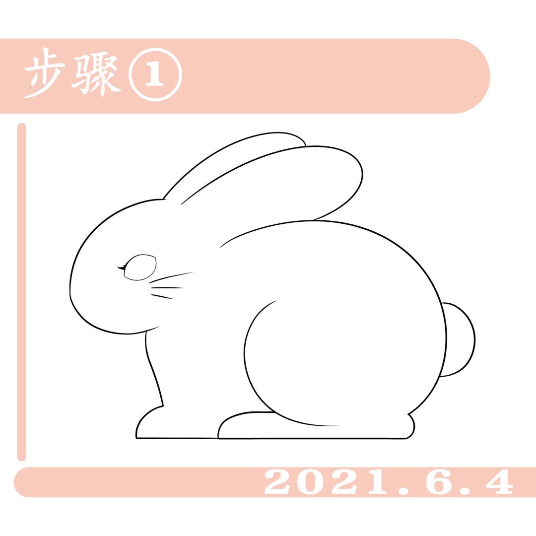 国风元素小兔子插画过程