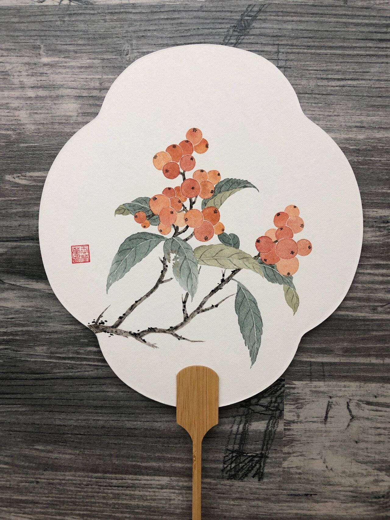 没骨团扇-枇杷(附详细步骤图