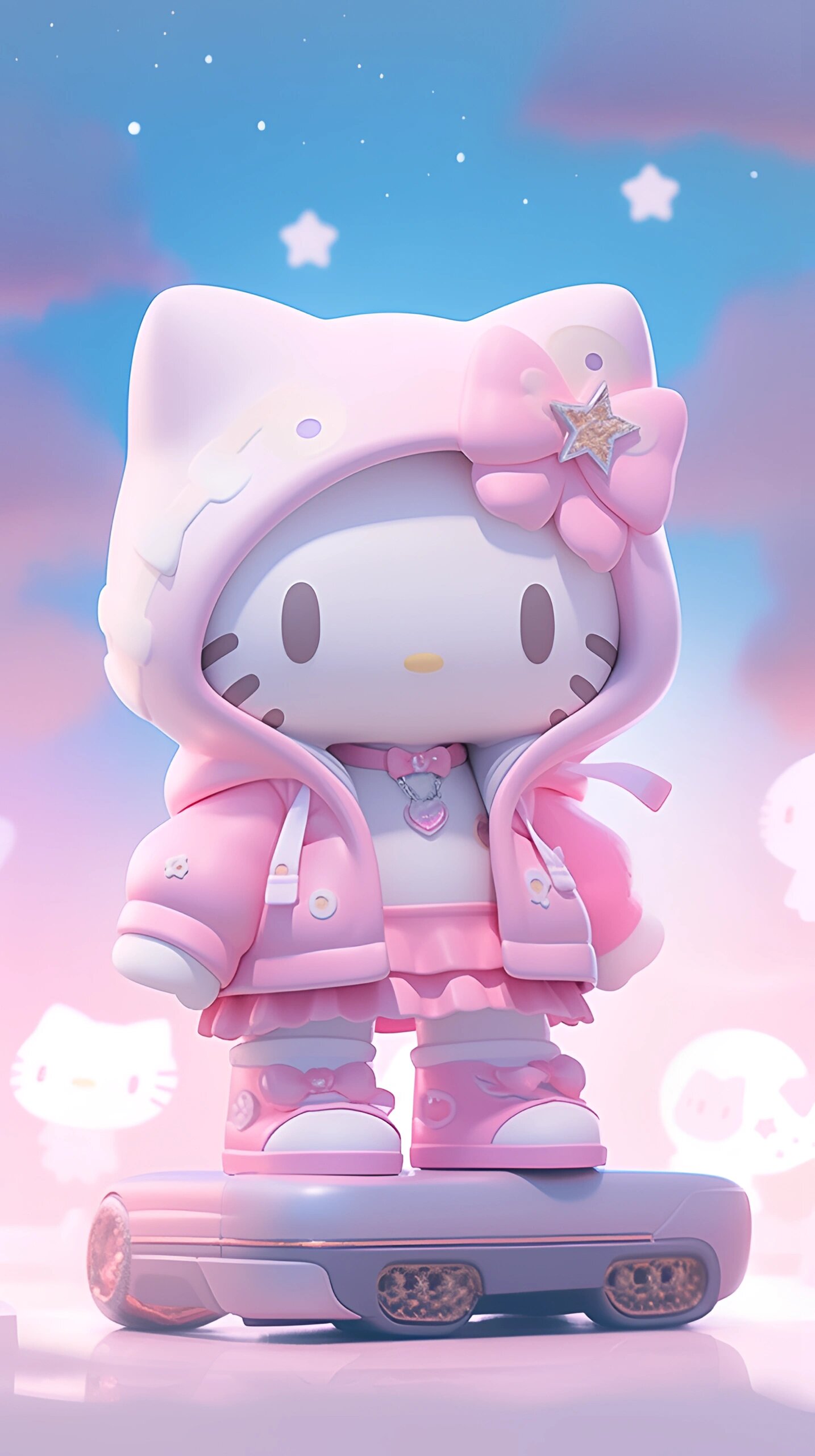 粉色kitty猫|满满的少女心|精美壁纸 这是一只潮流的kitty猫,穿着人类