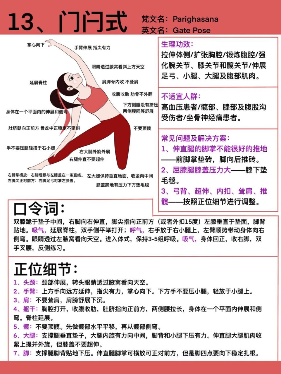 原创瑜伽插画|瑜伽体式笔记—门闩式 #瑜伽插画# #瑜伽日常# #瑜伽