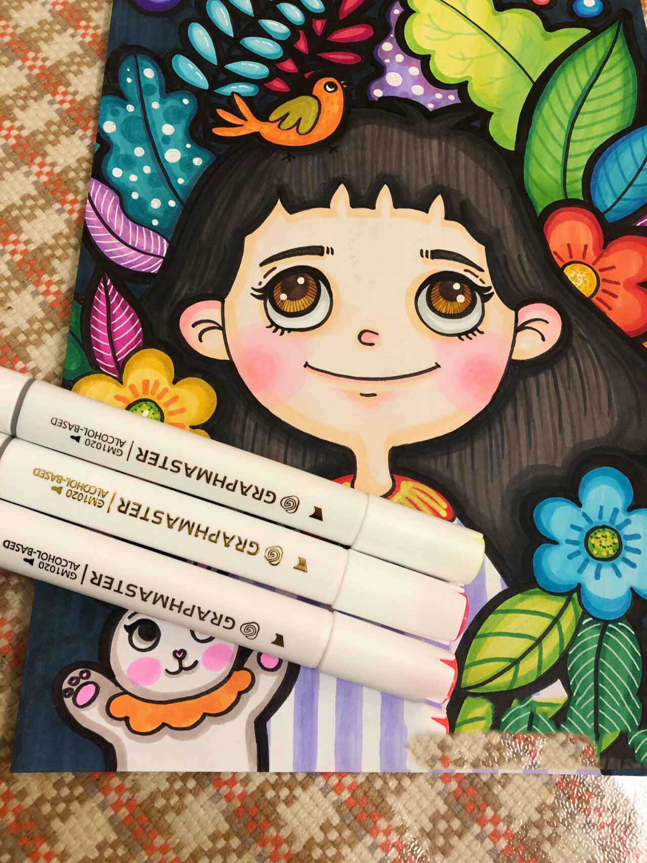 小女孩画小女孩马克笔画女孩插画儿童画可爱