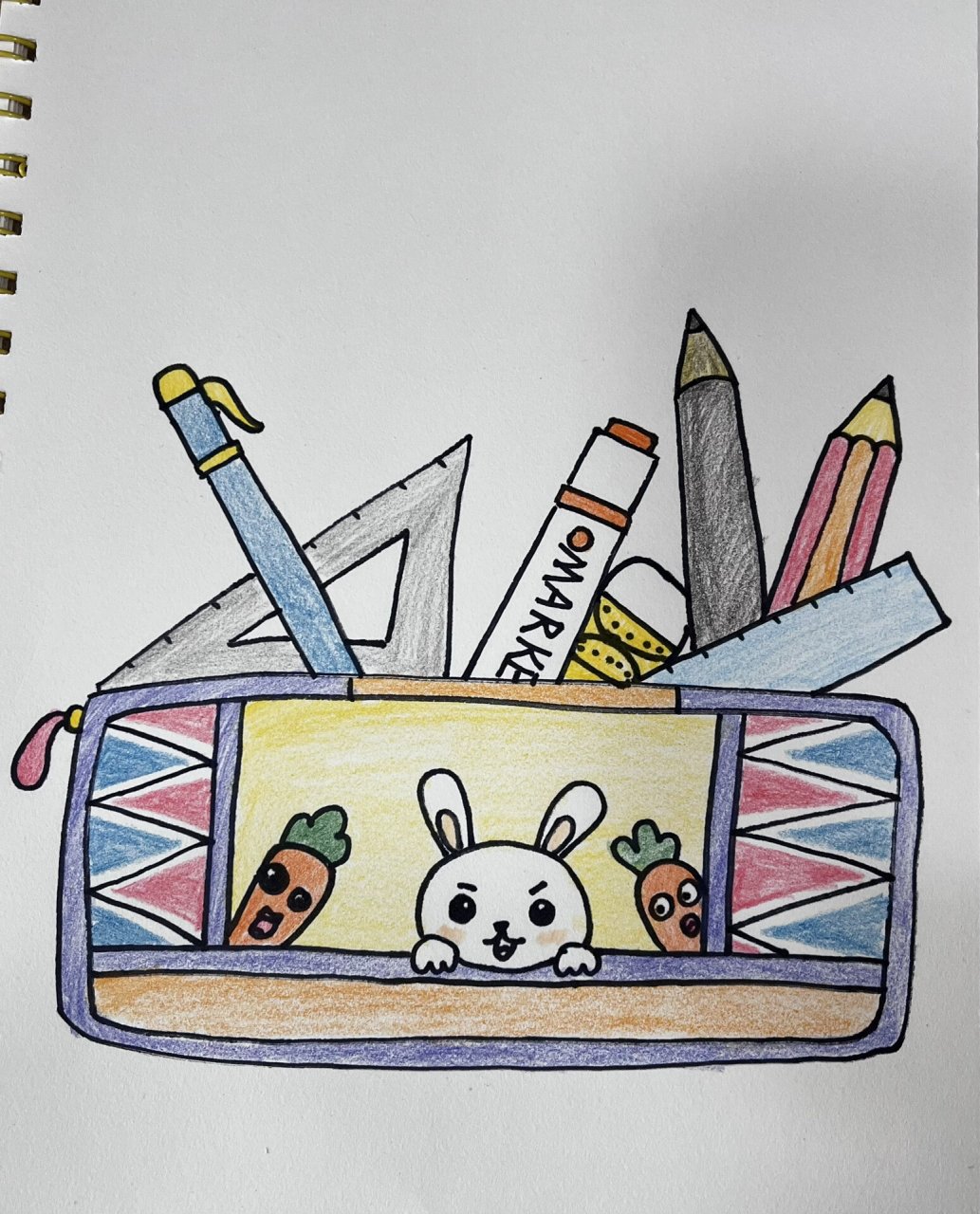 文具盒儿童画 一至六年级都93 	 临摹自小红书