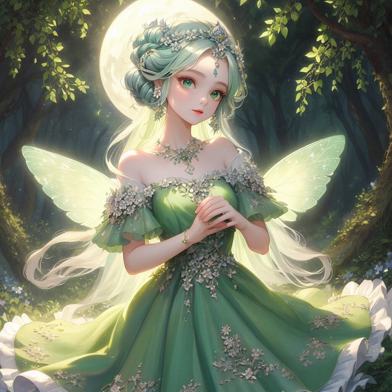 动漫头像|林间仙女 绿色系美少女