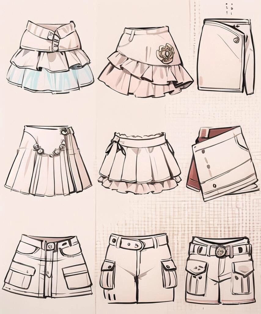 服装设计短裙半身裙款式效果图