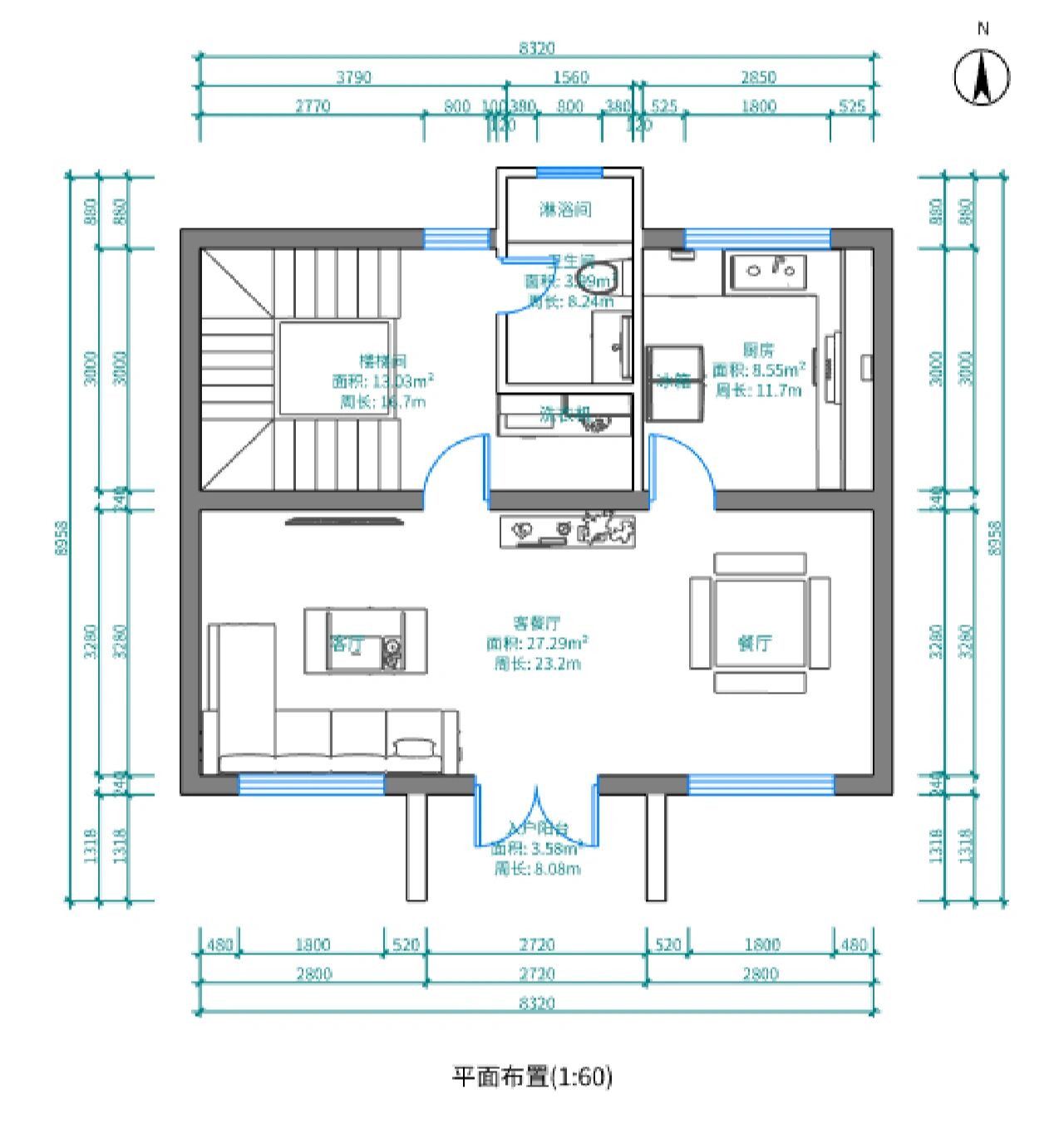 60平房子设计图图片