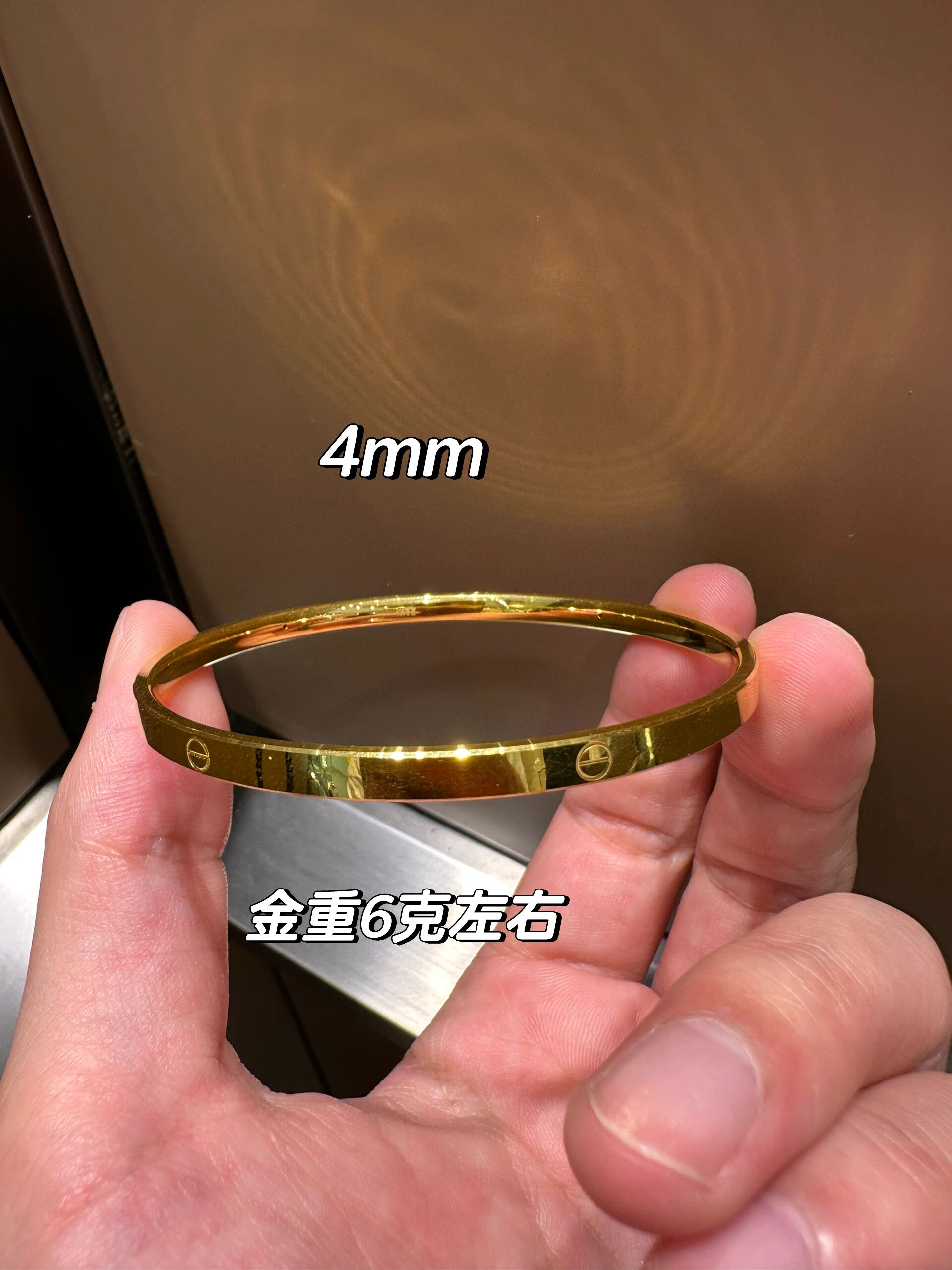 黄金卡家手镯!卡地亚款推荐 3mm 4mm 6mm卡镯,空心,金重在6-9克左右