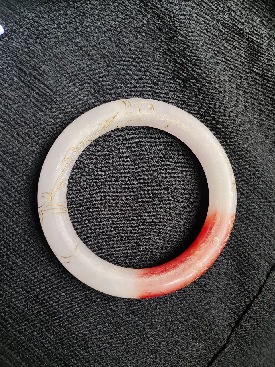 红翡手镯 手镯子红翡翠描金雕花如意祥云蝙蝠螭龙凤凰龙凤呈祥 1,编号