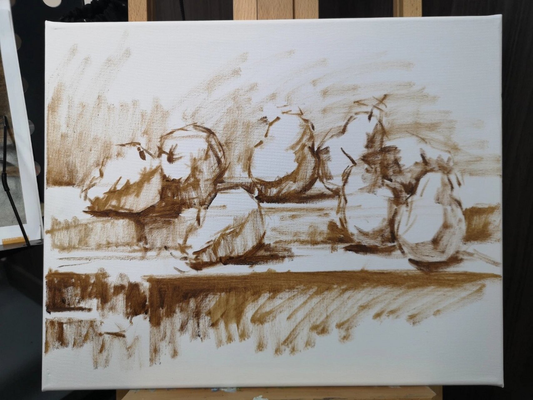 油画静物 《鸭梨》 油画直接画法 尺寸:40x50 马利油画颜料 断断续续