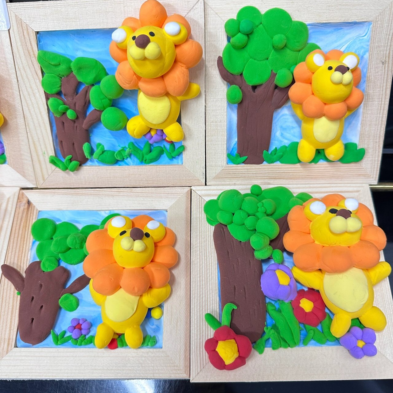 中班粘土小狮子0315 有了前期水滴拼花的经验 完成的很快 反而