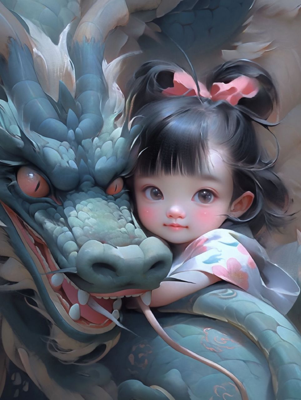 年画娃娃版的～小龙女宝宝,太精致了!