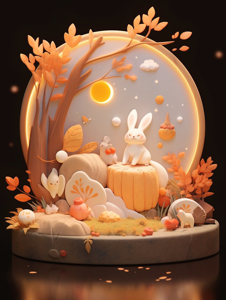 黏土立体作品--中秋素材这不就来了吗