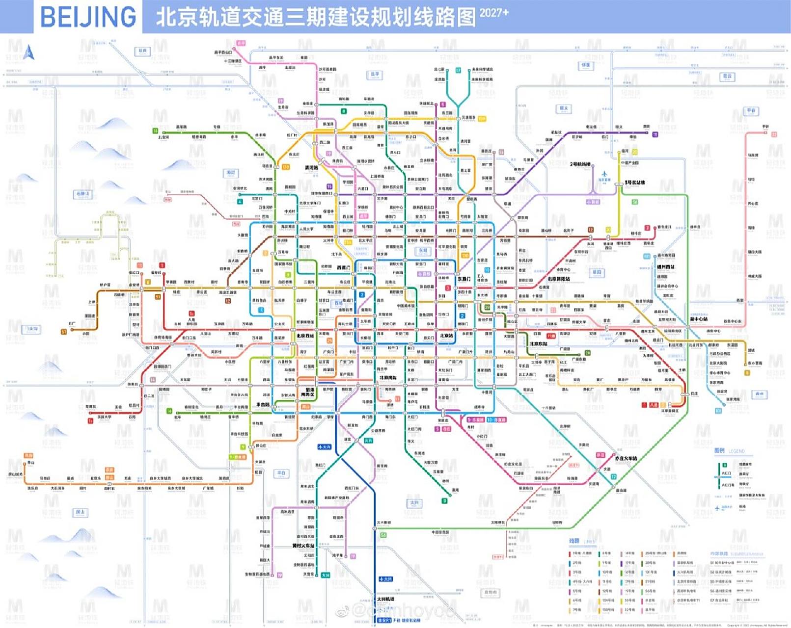 最全北京地铁轨道交通一览图(至2027 ) 无论你在京租房或买房, 都离不