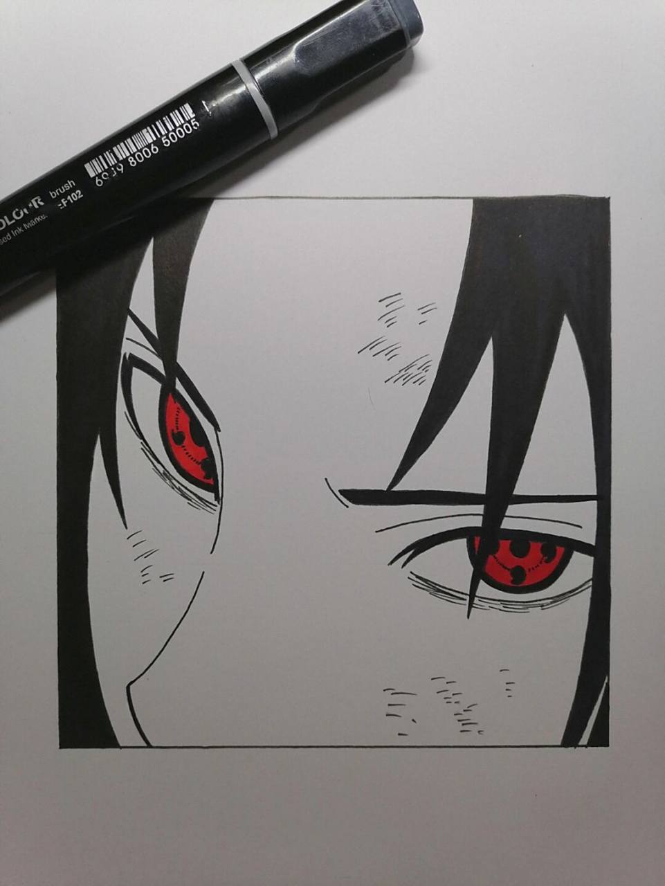 这次画个简单的 #火影忍者# #手绘教程# #佐助# 眼睛r215 其他:121