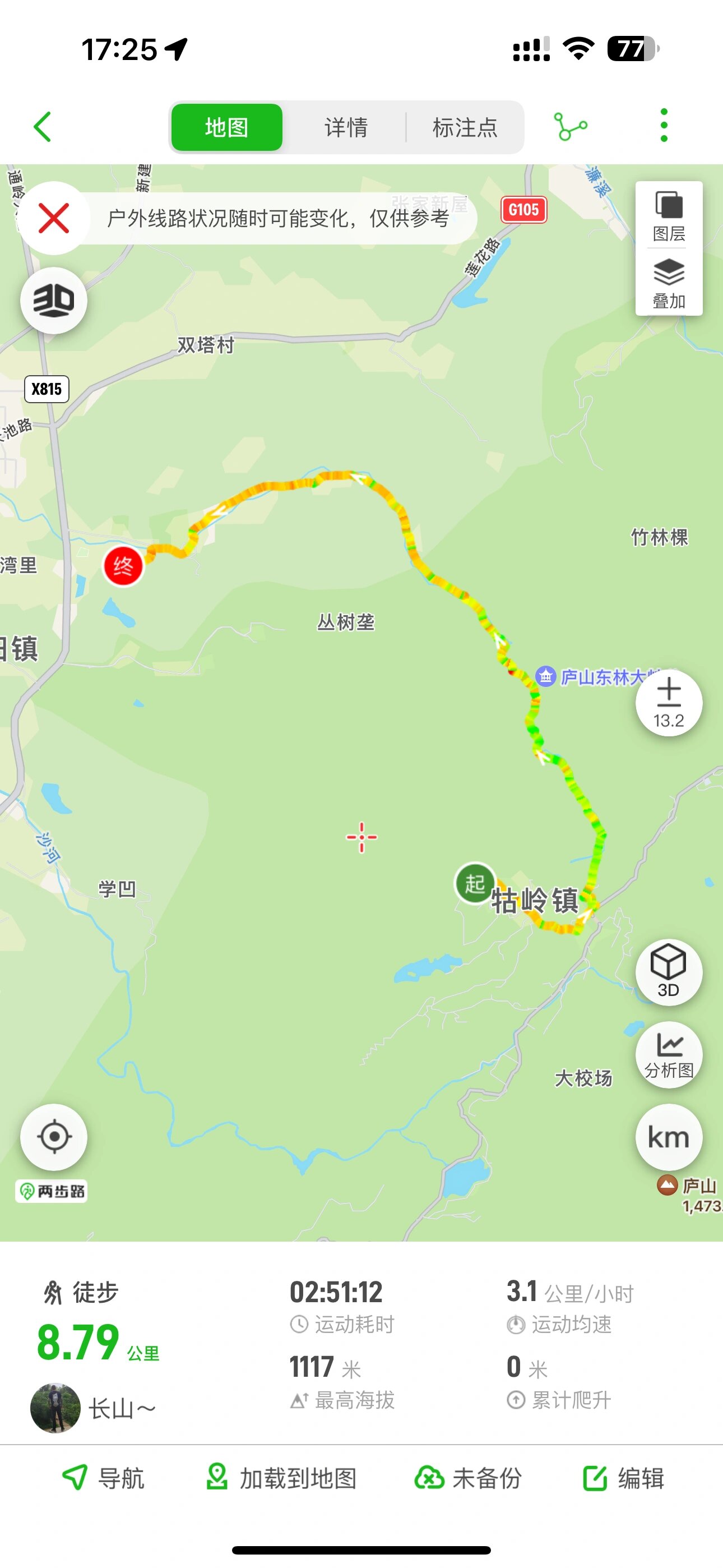 庐山东林寺-牯岭镇-东林大峡谷徒步路线复盘    距离:全程约20km 强度