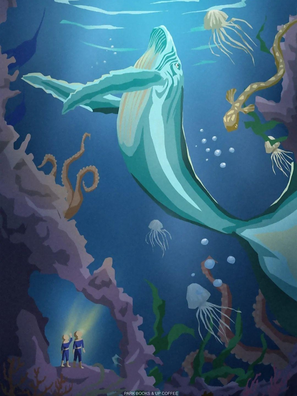 海底两万里第17章插画 第一张是自己画的,第二张是原图,做了一些改动