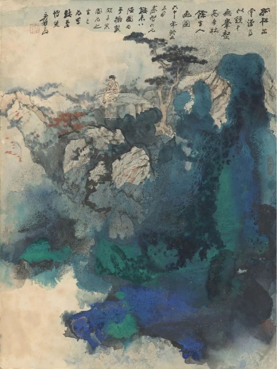 国画大师张大千的泼彩山水画 张大千说:"造化在我手里,不为万物所驱使
