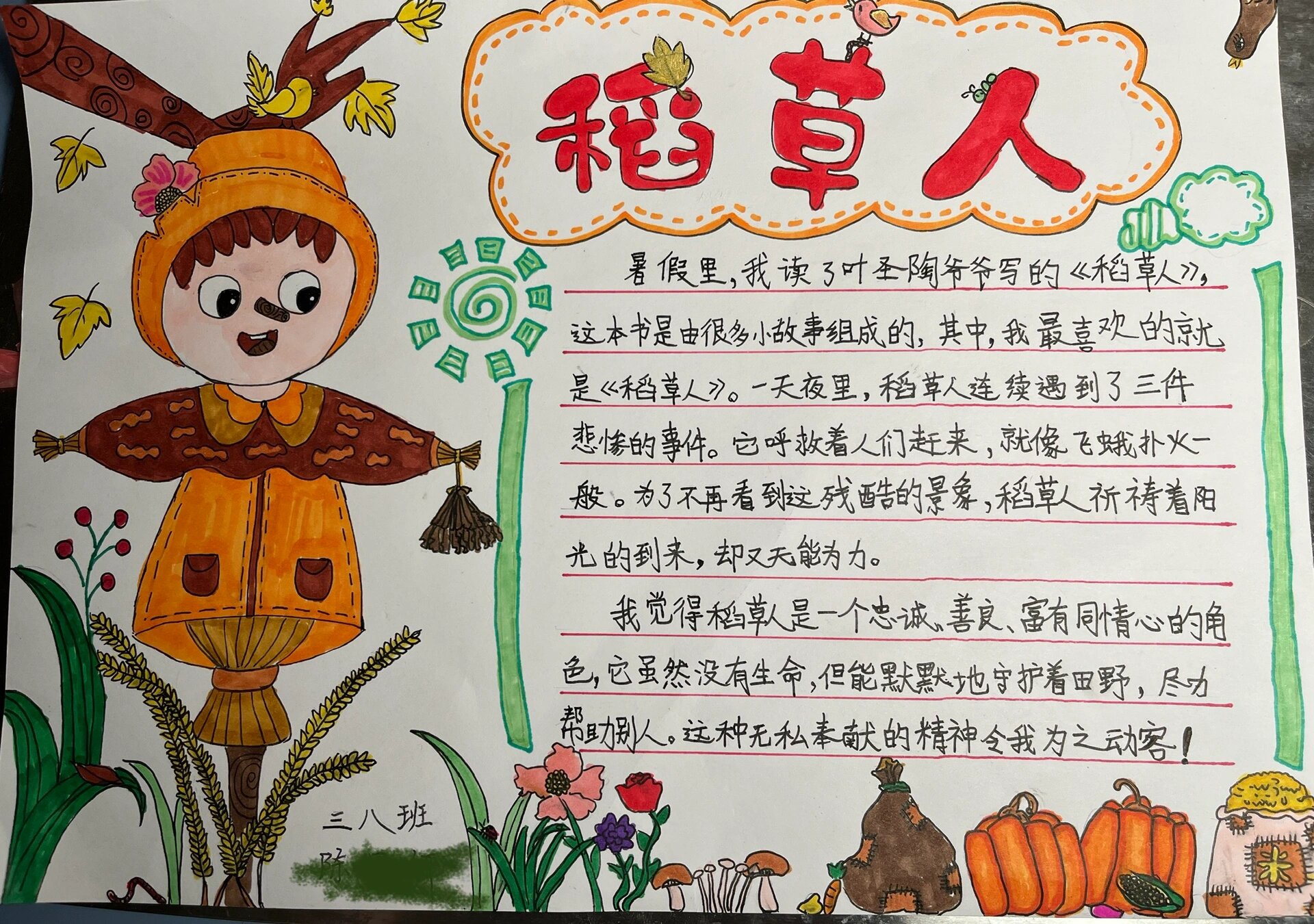 稻草人读书手抄报