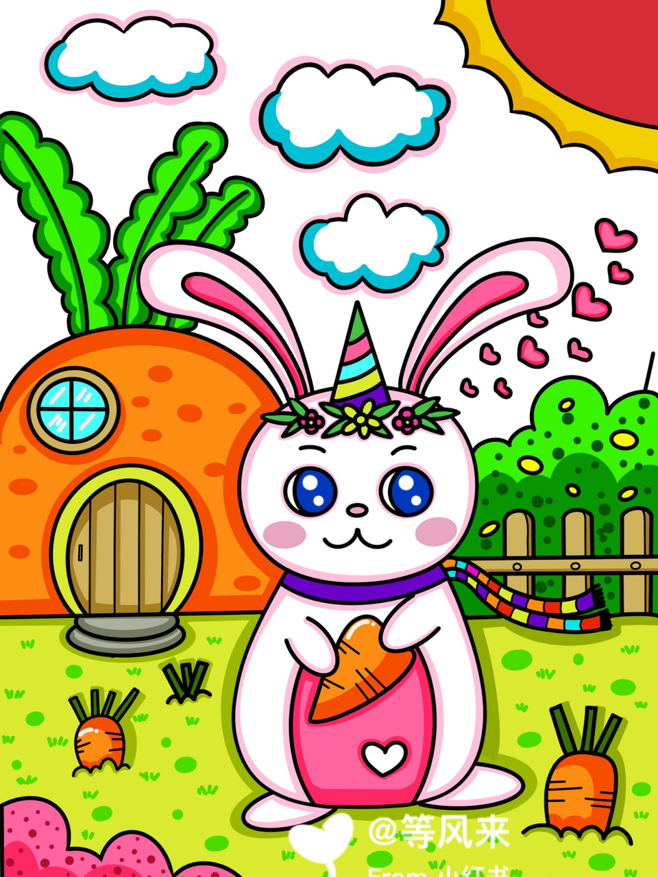 兔子92 创意画 儿童画 简笔画 带线稿哦 #儿童简笔画# #创意儿童画