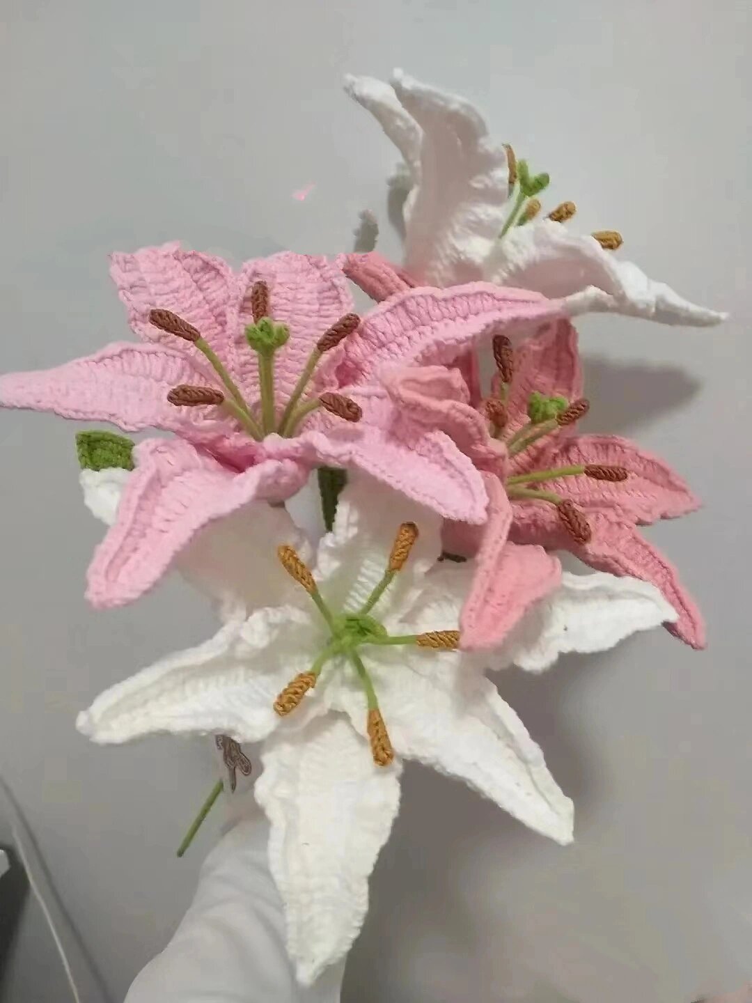 百合花(附图解) 萌娃2号线大4股勾的花瓣和叶子,花蕊雪妃尔3号蕾丝