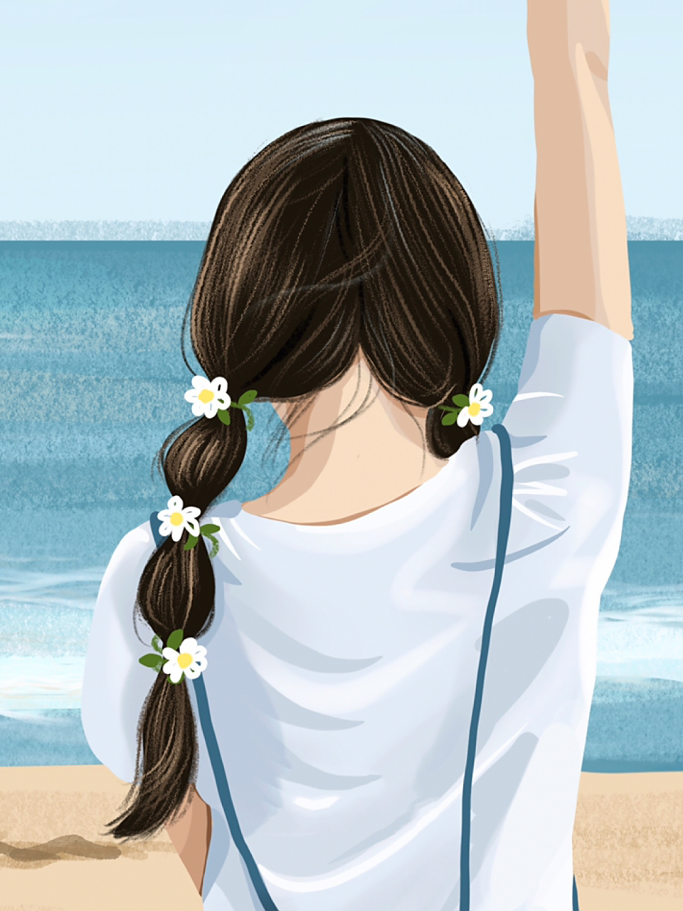 插画96面朝大海94春暖花开|文艺女生| 早安94世界 莫负好春光