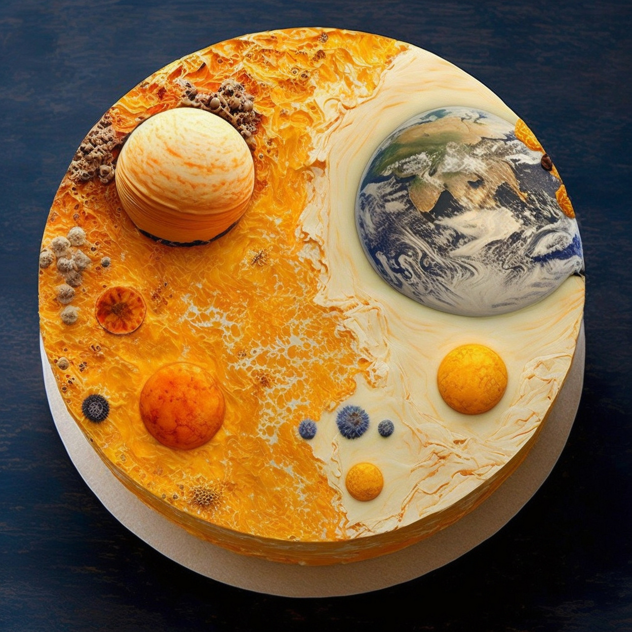 昨天忽然想到,奶油做的行星融化在蛋糕上的过程,不就是太阳系二维化么