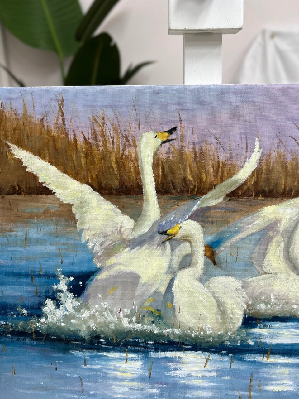 油画风景作品 天鹅 06