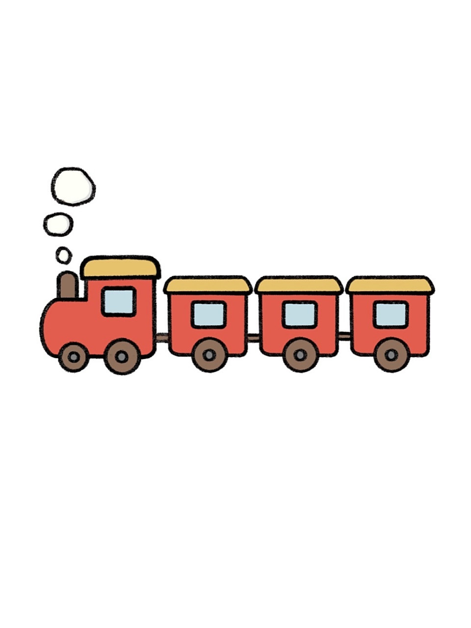 手残党学简笔画附教程7315可爱小火车画法 今天来画个简单版的小