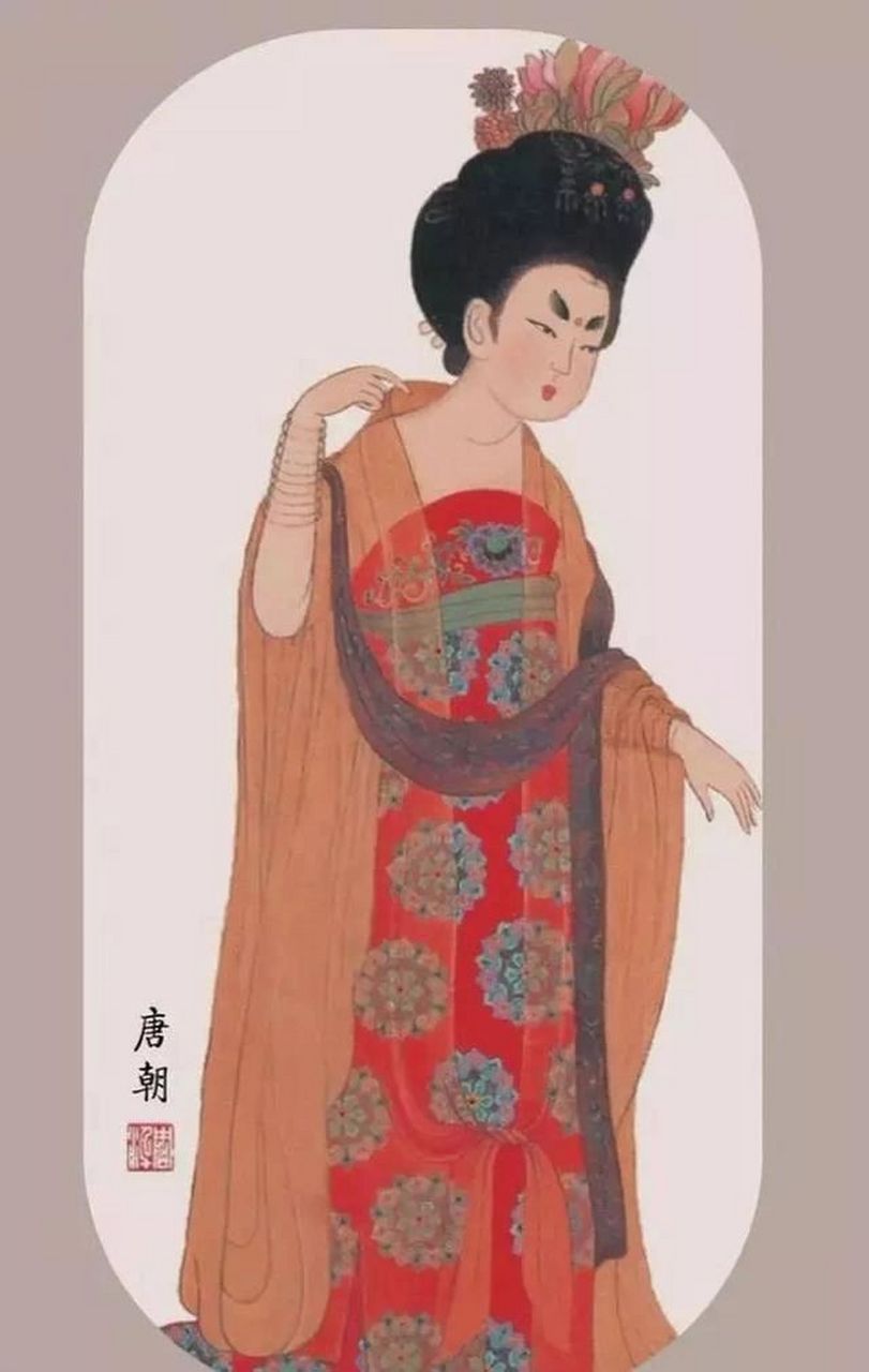 唐代女子常服的上身是襦,衫,下身束裙,肩上加有披帛.