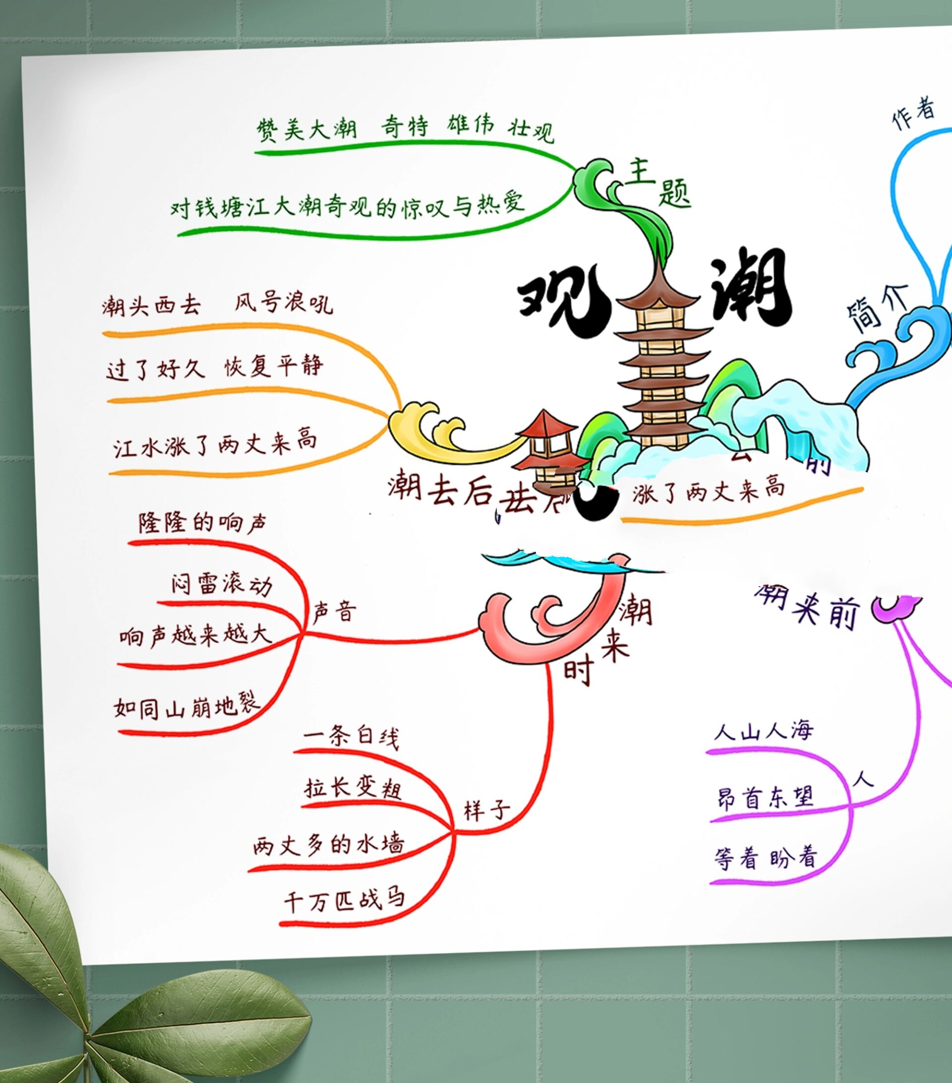 b370四年级语文上册《观潮》思维导图读书