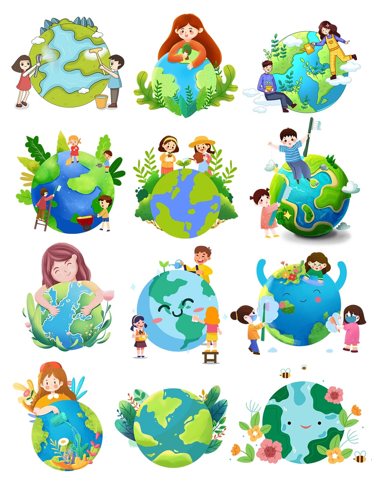 卡通环保绿色🌍保护地球♻️免扣素材分享