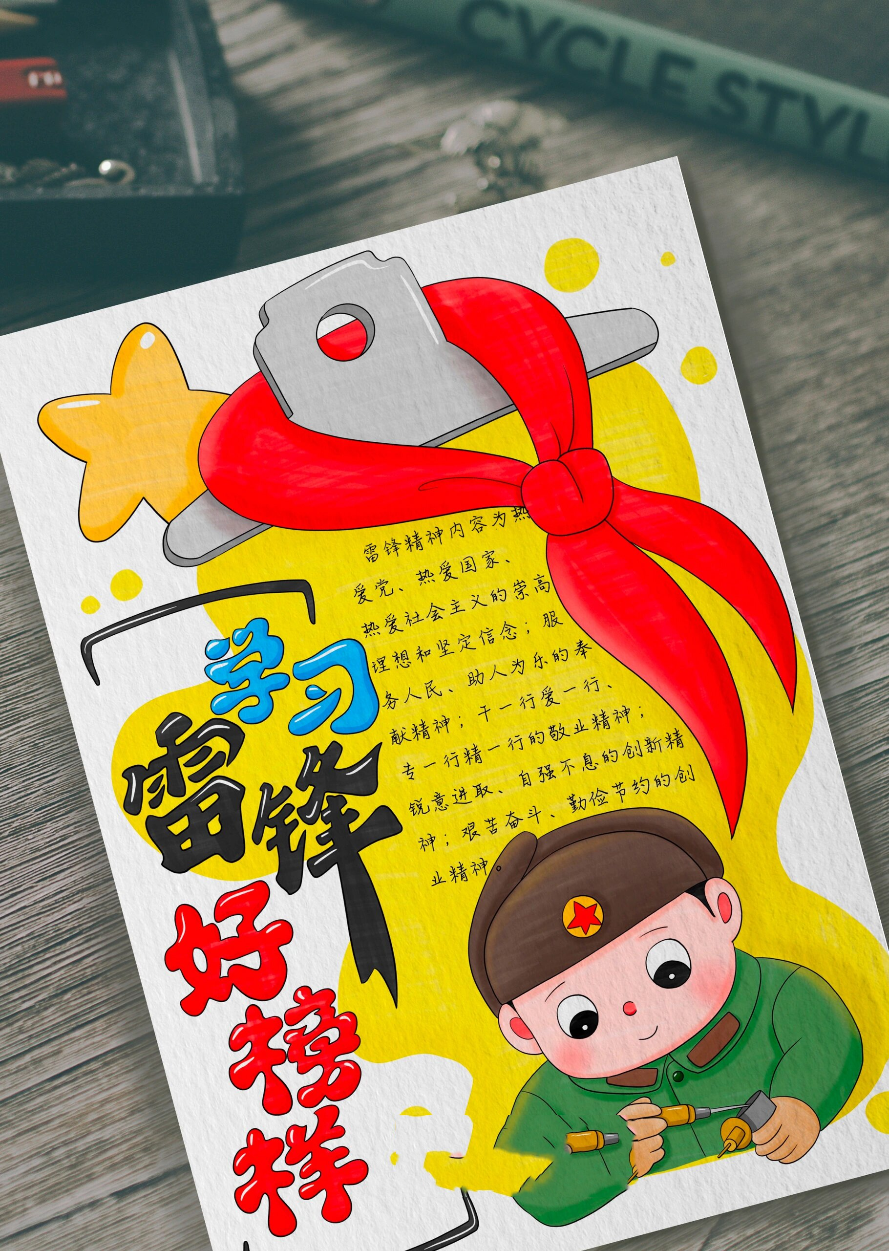 【手抄报】学习雷锋好榜样竖版