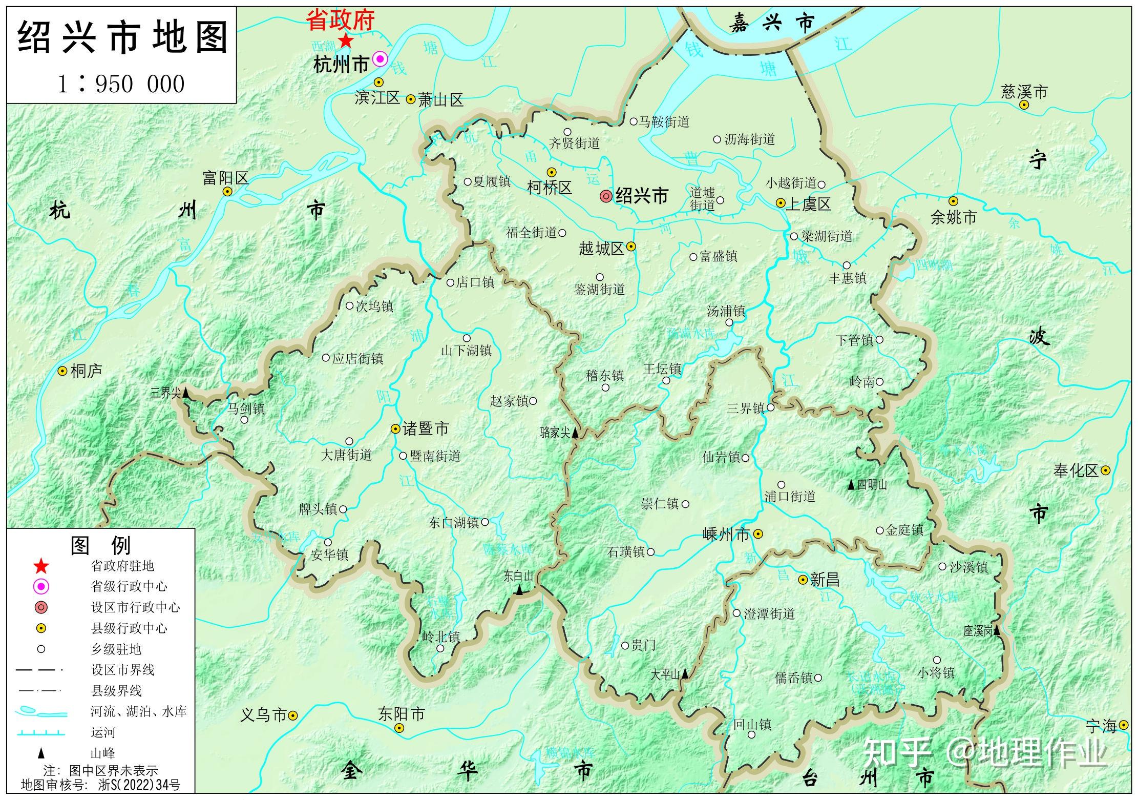 杭州绍兴湖州温州地形图