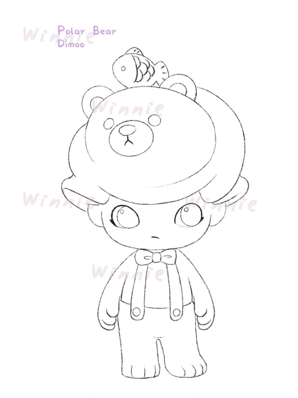 【手绘彩铅盲盒】dimoo水族馆北极熊/附线稿 今天录完了彩铅盲盒团练