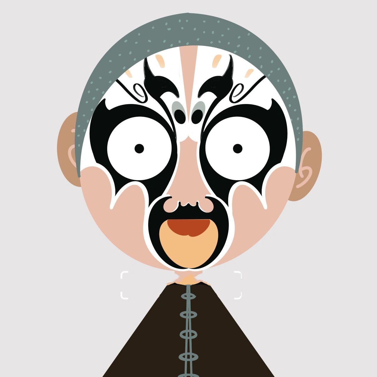 京剧q版脸谱设计非遗传承设计【1】 以脸谱花纹为原型,把人物q版化,有