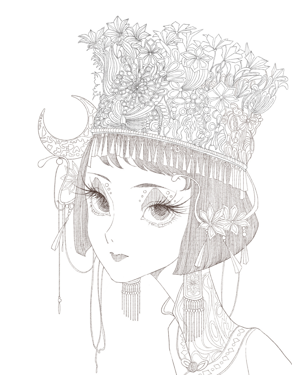 工笔插画|《苗疆少女》sketchbook/procreate 老人常