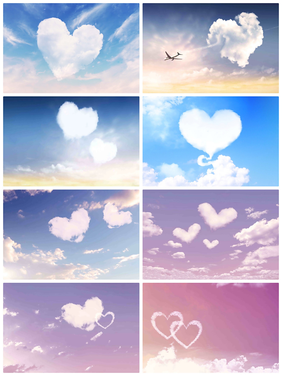 浪漫七夕情人节爱心云朵心形云天空海报背景 y789情人节云朵背景 共计