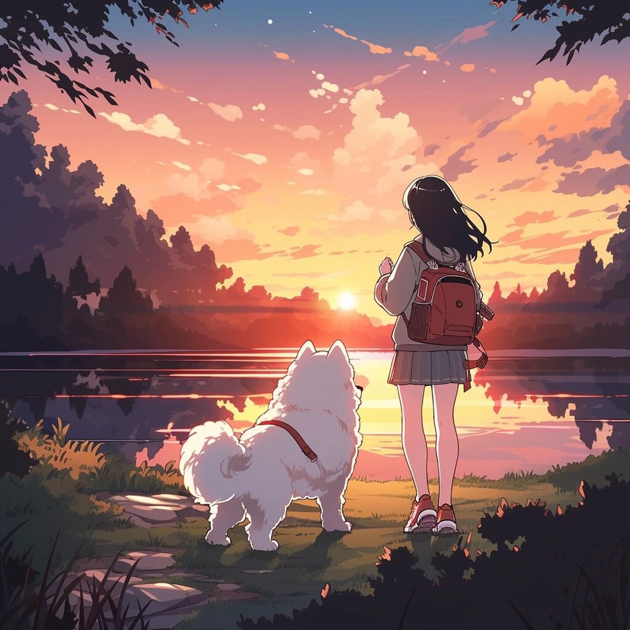 萌宠头像Ⅰ萨摩耶看夕阳92