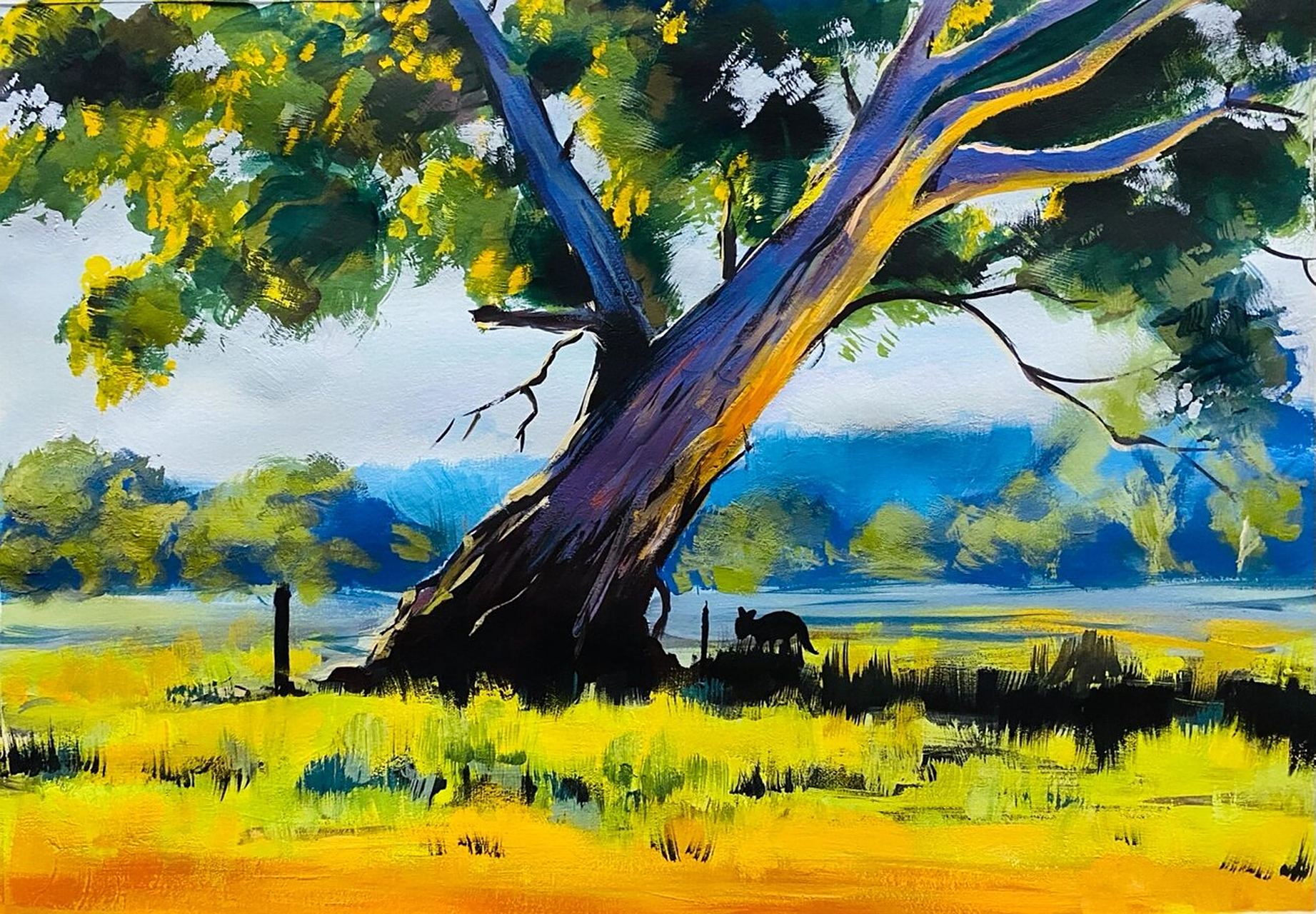 色彩风景/水粉风景/色调练习/初中生绘画 学生的色彩风景练习,刚开始