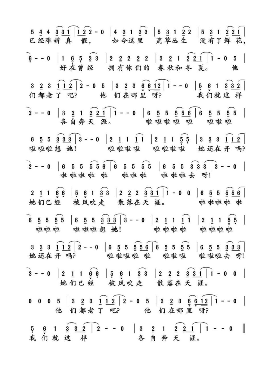 《那些花儿》g调 简谱