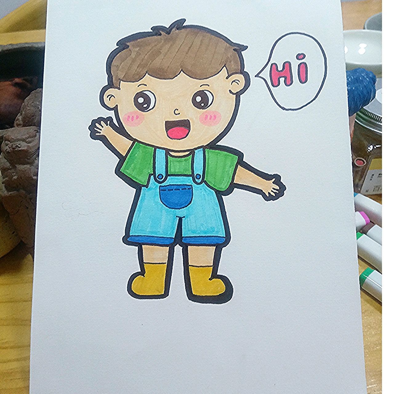 儿童简笔画人物练习:打招呼 人物练习打卡day1