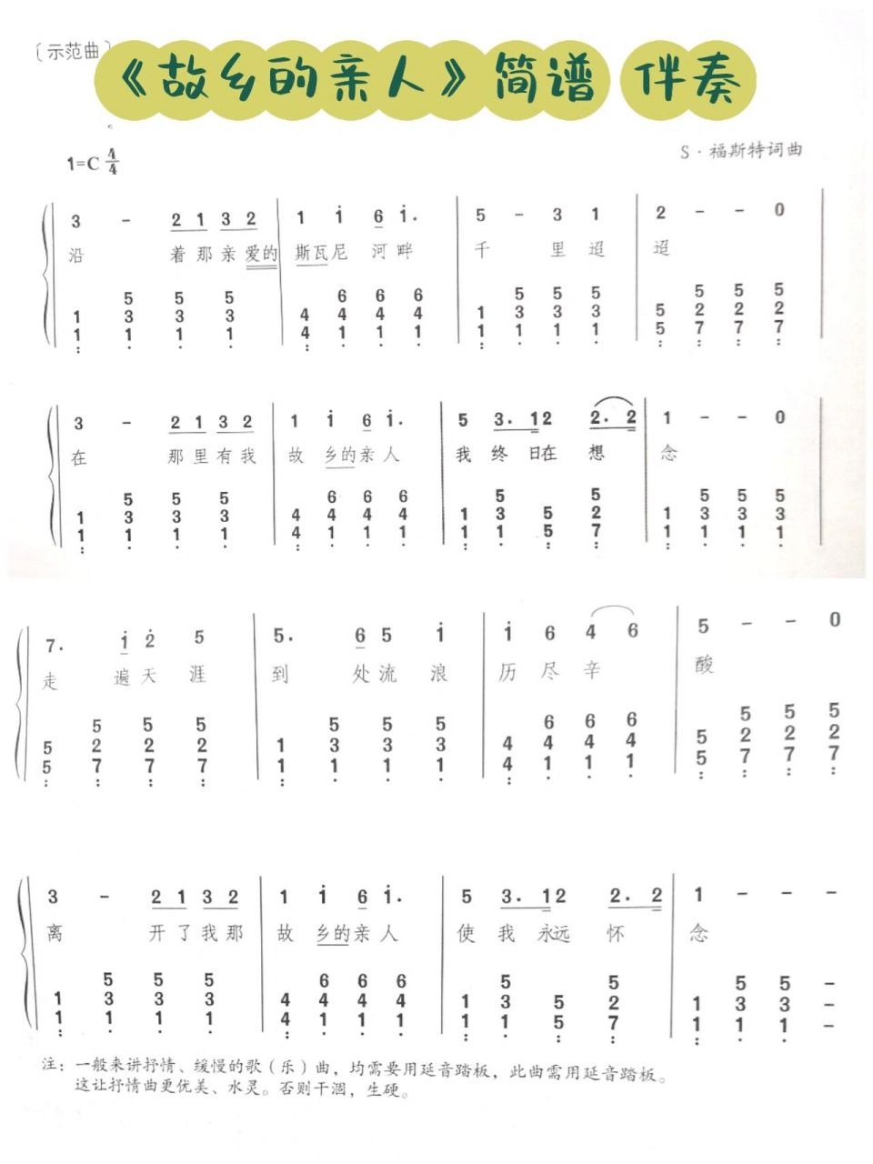 《故乡的亲人》简谱  五线谱 附伴奏 《故乡的亲人》简谱  五线谱 附