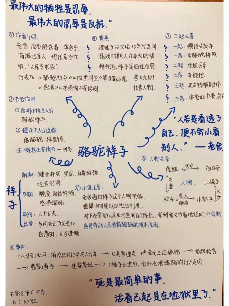 分享94|骆驼祥子思维导图99 p1的贴纸是后期p图加上去的哈 不是