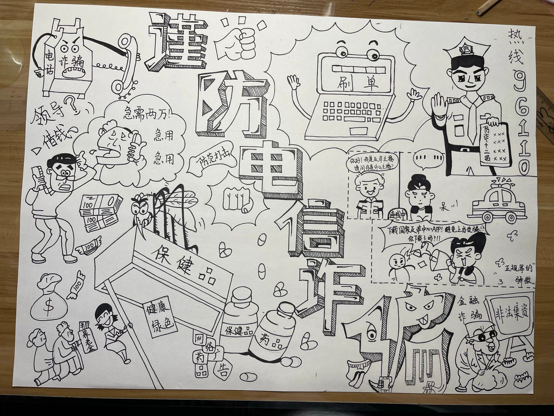 防诈电信诈骗绘画