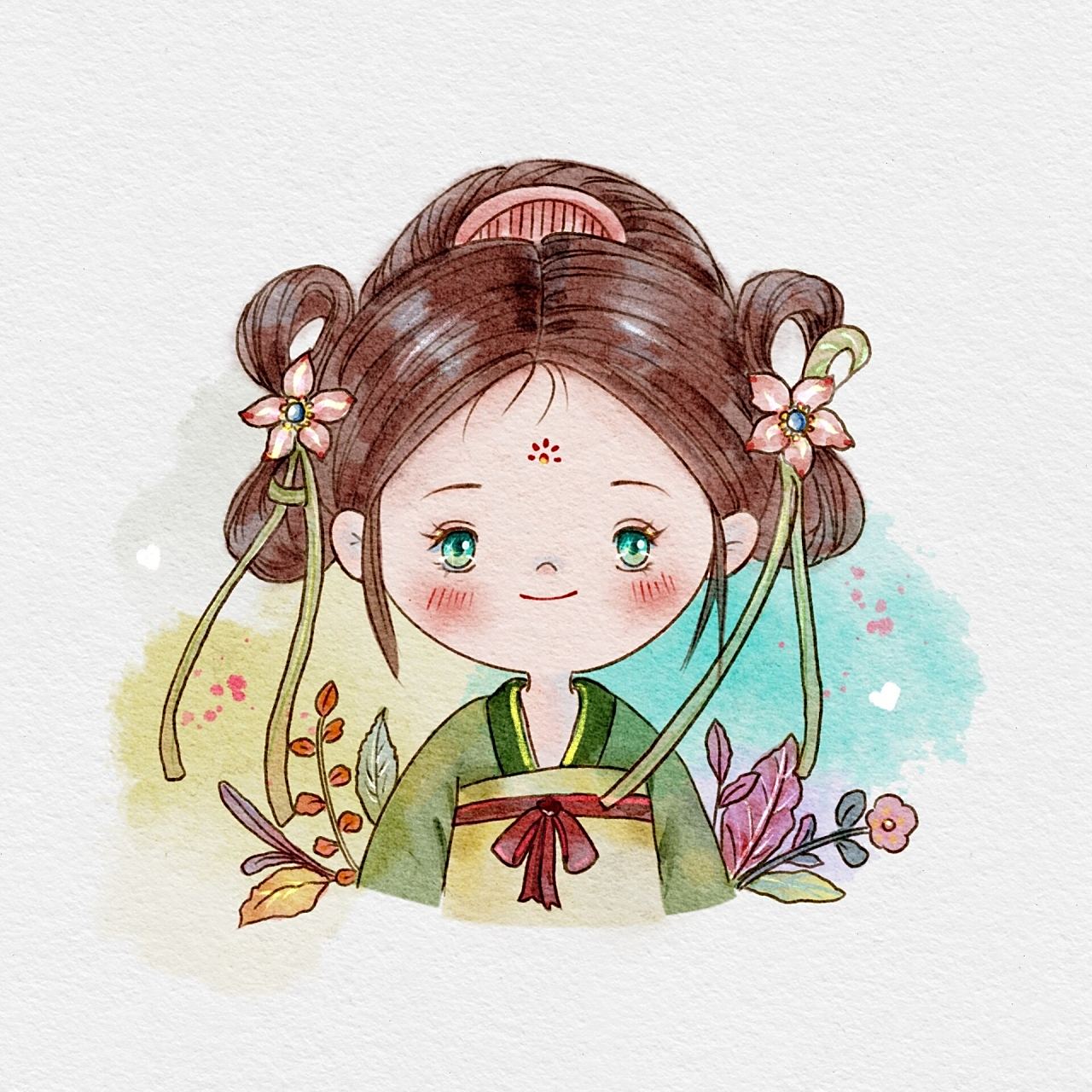 古风可爱丫鬟头像,ipad画画 最近跟着老师画画,很解压,轻松愉悦,同学
