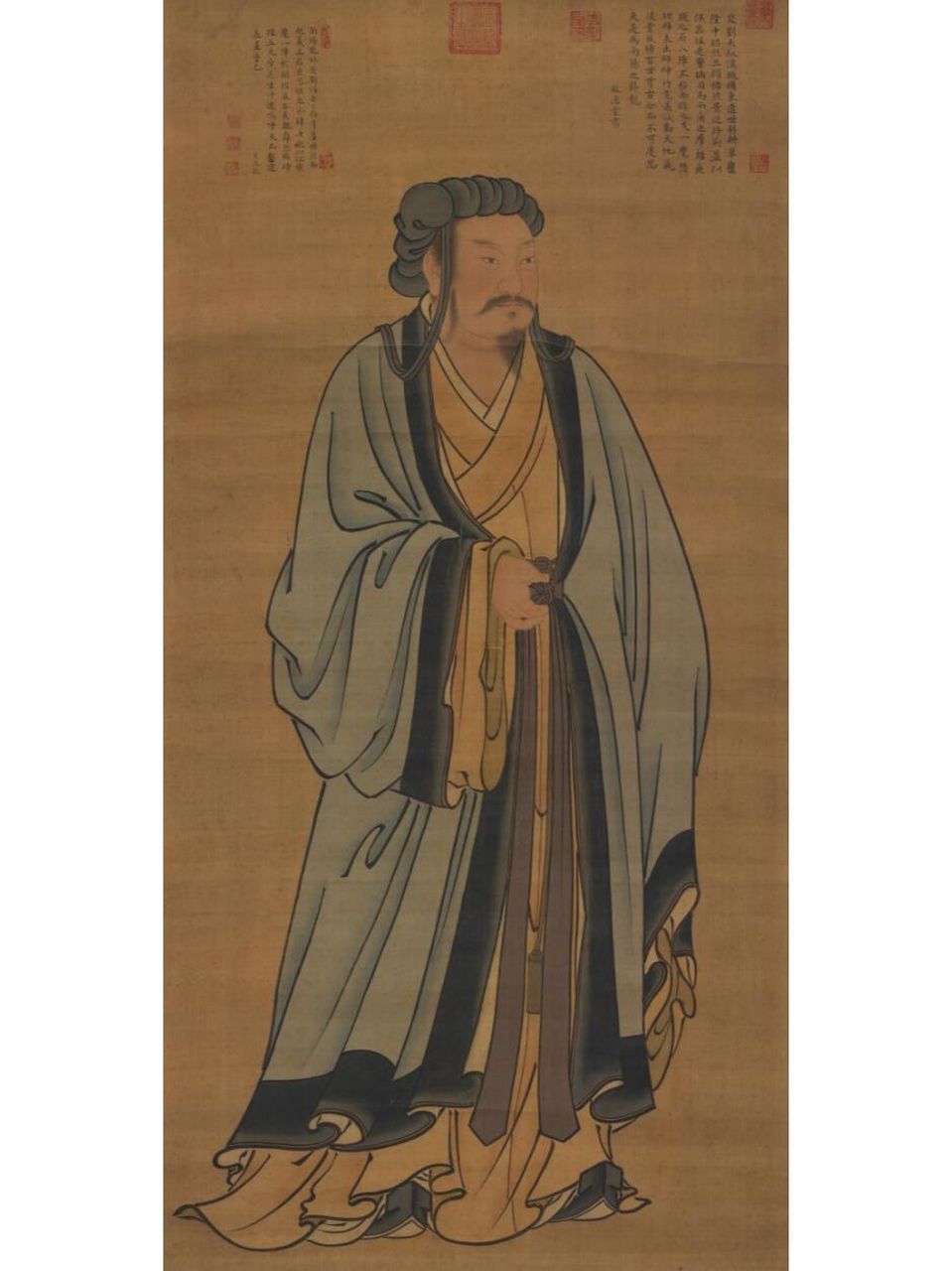 明诸葛亮立像,现所见版本诸葛亮肖像多于此 本图所画诸葛亮为全身像