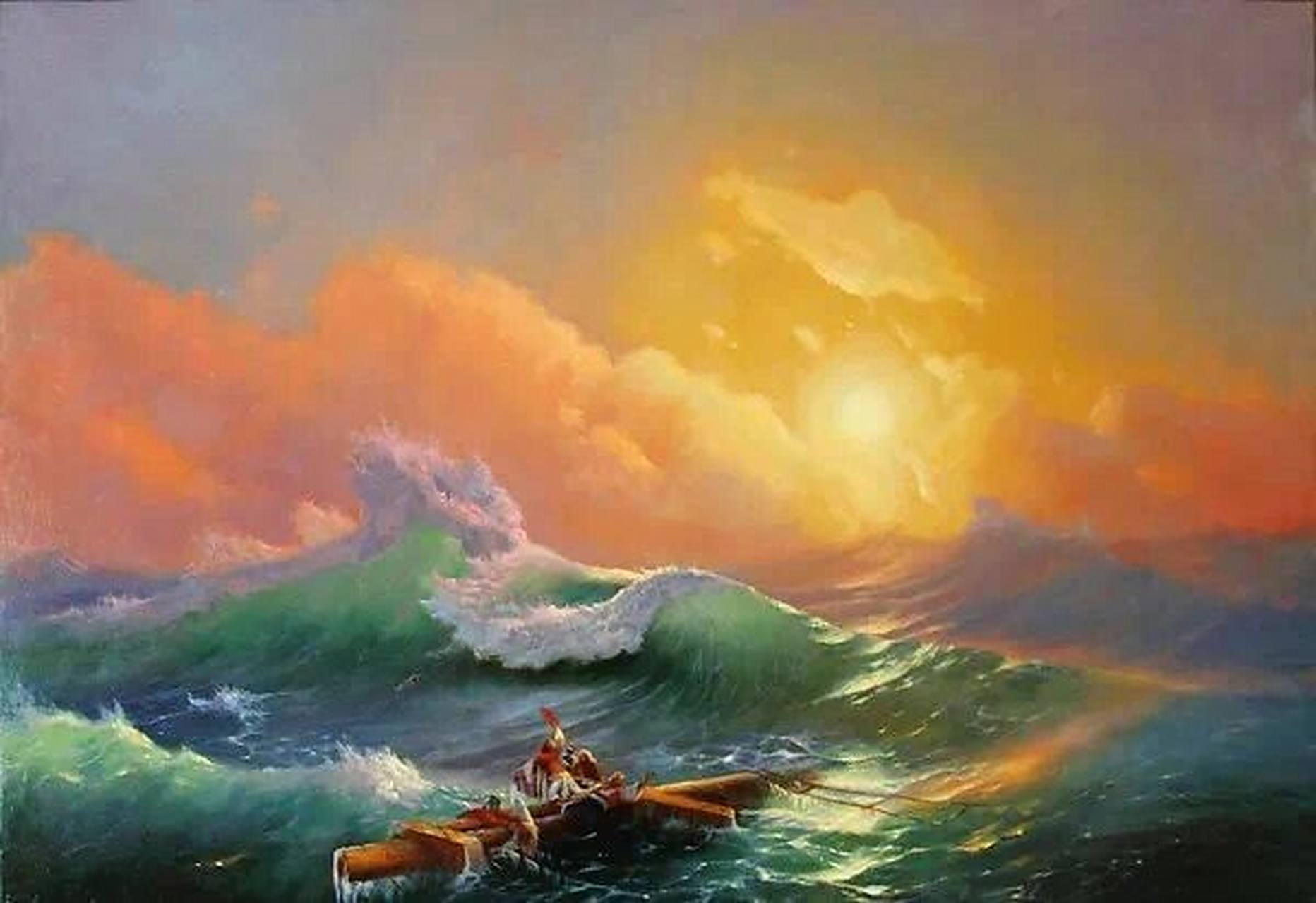 9396俄罗斯名画欣赏|《九级浪》 97名画介绍 艾伊瓦佐夫斯基