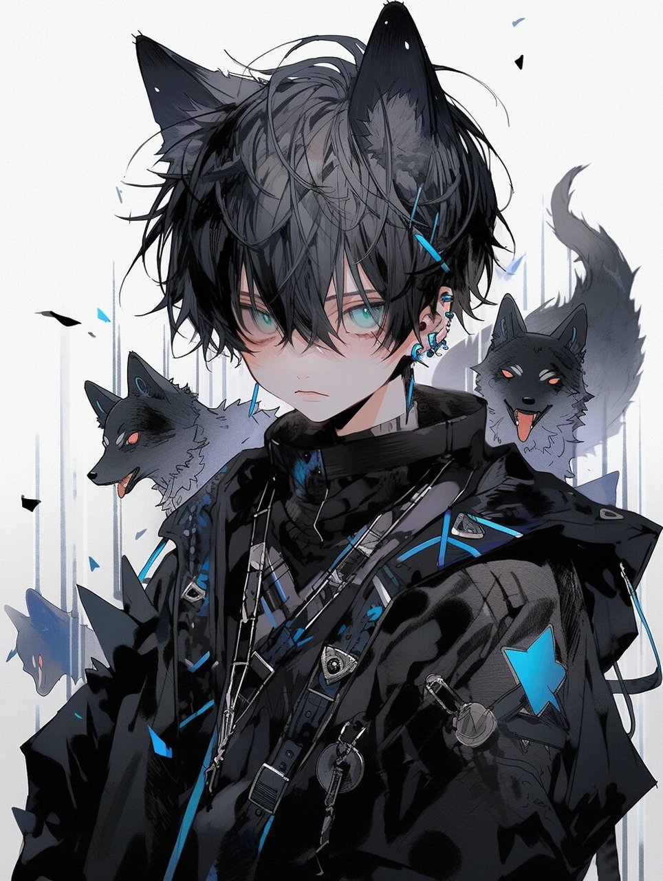 帅气狼崽子 | 动漫男生头像壁纸插画素材