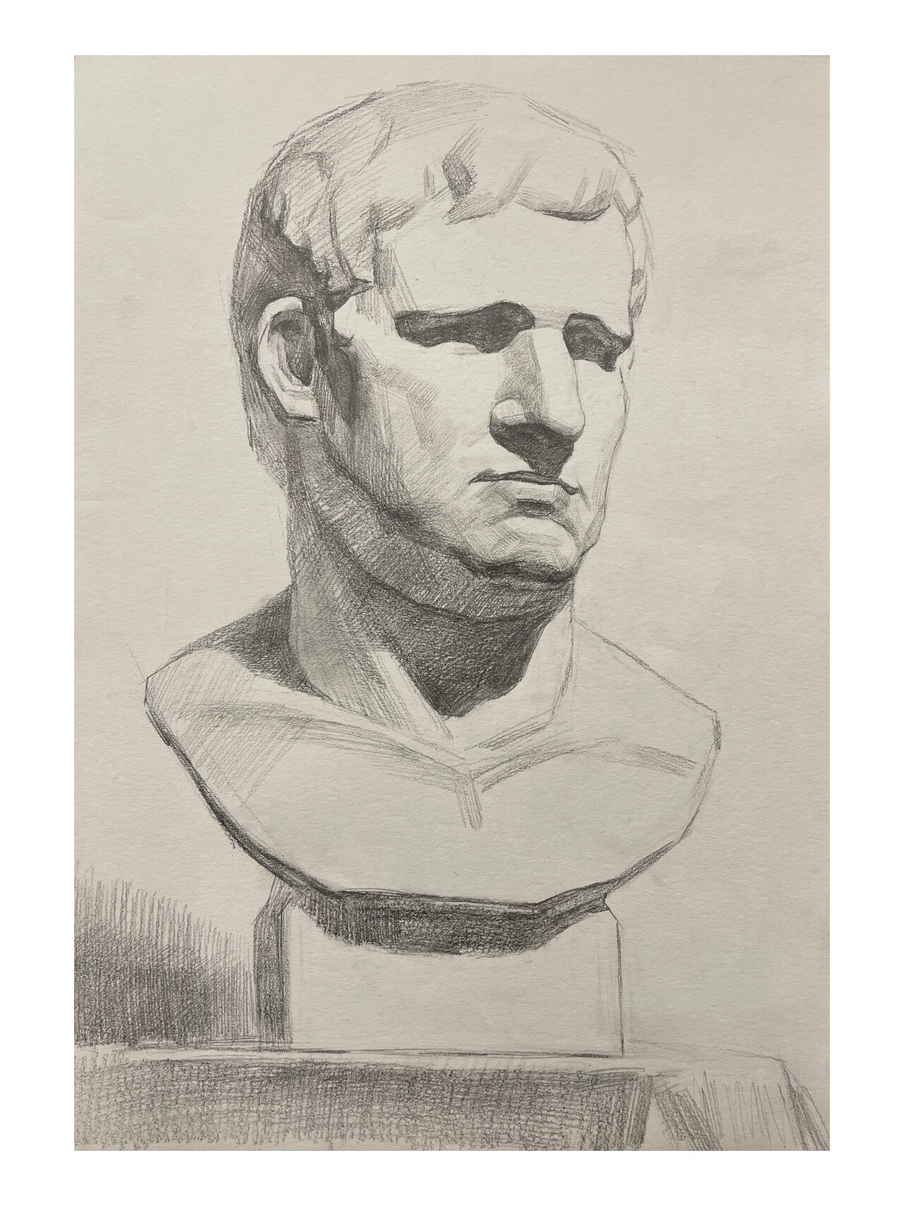 素描石膏头像阿格里巴作画步骤分享 铅笔:4b 2b hb 2h